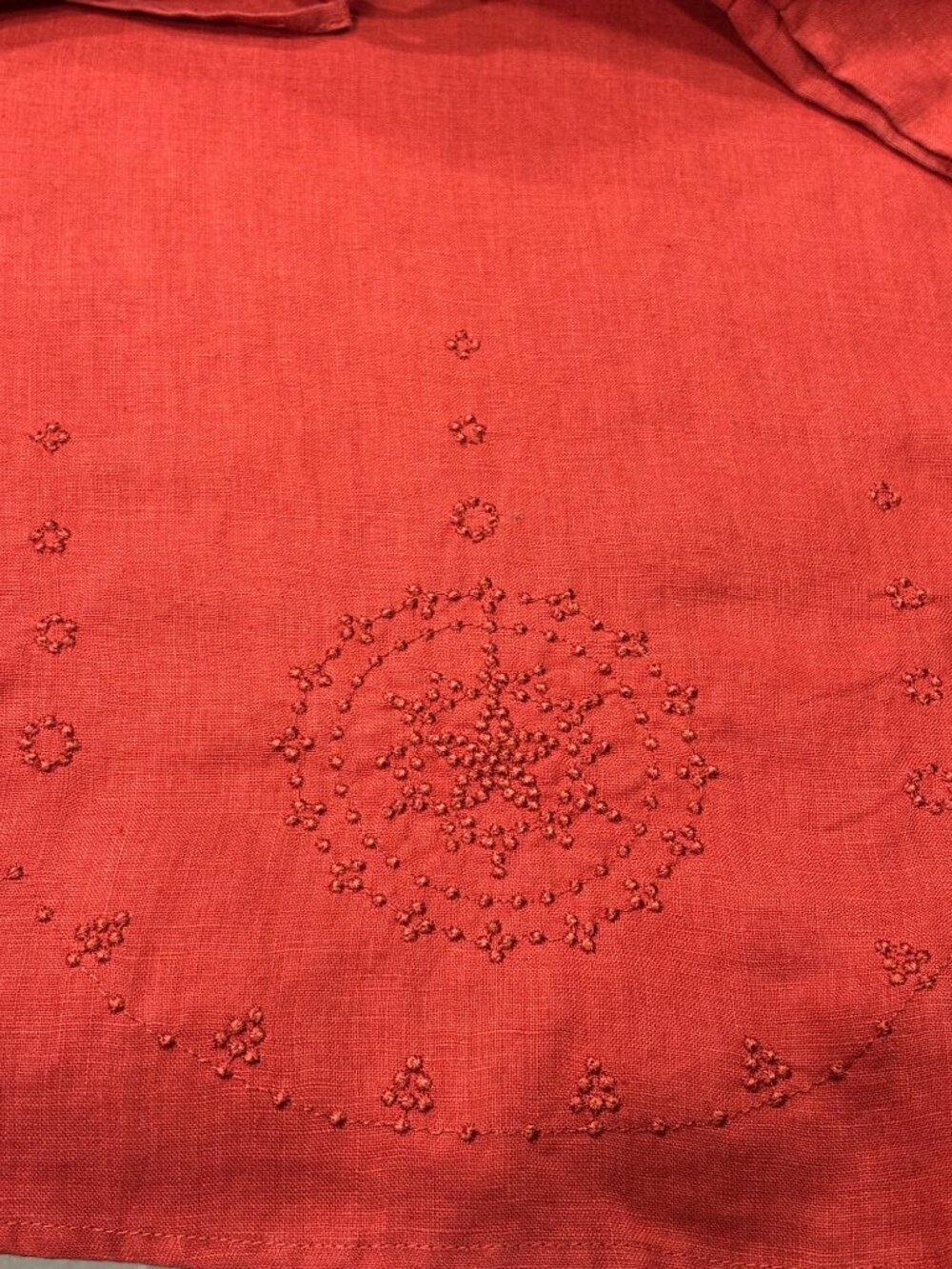 Richard Malcolm Red Linen Embroidered Midi Skirt Size 14 Boho Cottagecore - Picture 6 of 6